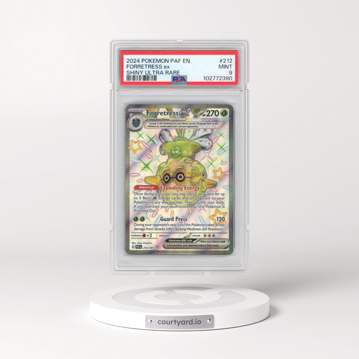 2024 Pokémon Paf EN-Paldean Fates #212 Forretress EX - Holo Shiny Ultra Rare (PSA 9 MINT)