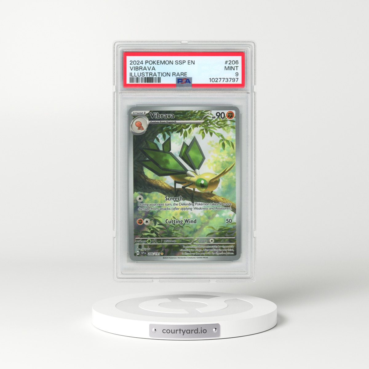 2024 Pokémon Ssp EN-Surging Sparks #206 Vibrava - Illustration Rare (PSA 9 MINT)
