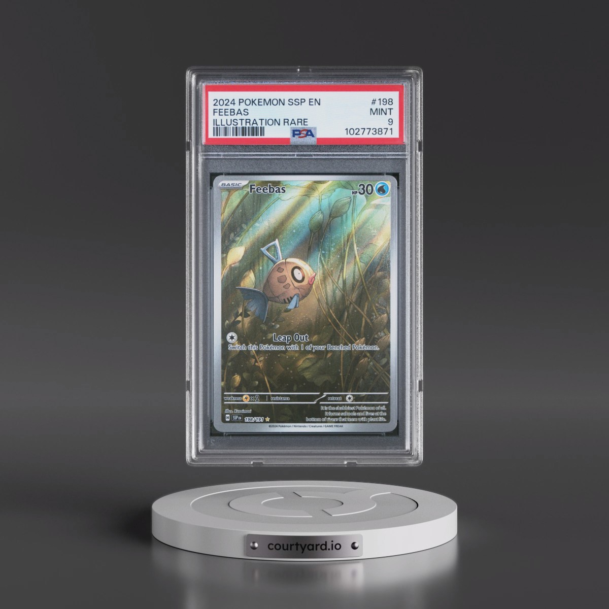 2024 Pokémon Ssp EN-Surging Sparks #198 Feebas - Illustration Rare (PSA 9 MINT)