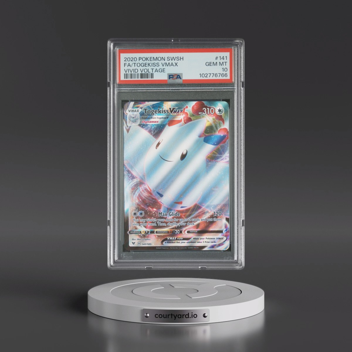 2020 Pokémon Sword & Shield Vivid Voltage #141 Togekiss Vmax - Full Art (PSA 10 GEM MINT)