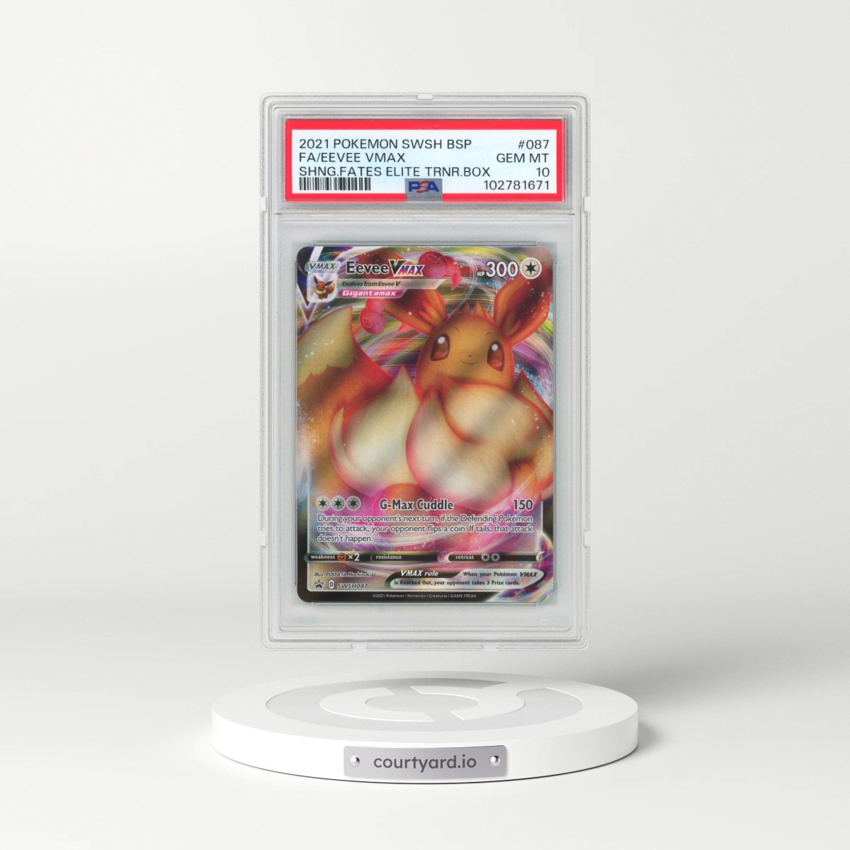 2021 Pokémon Swsh Black Star Promo #087 Eevee Vmax - Full Art Shining Fates Elite Trainer Box (PSA 10 GEM MINT)