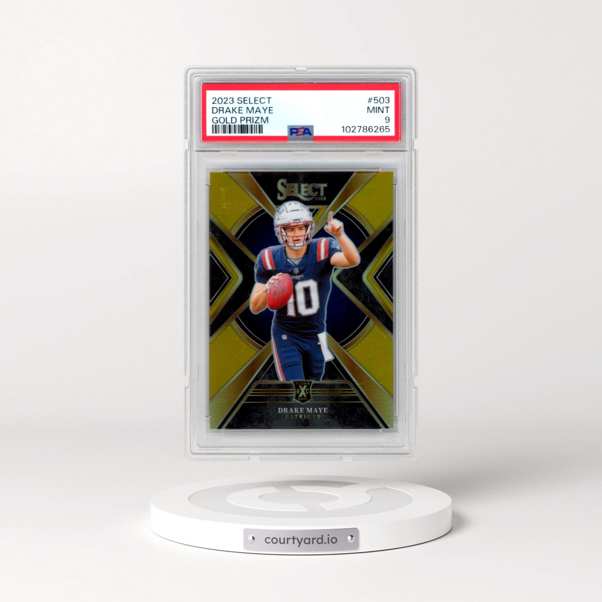 2023 Panini Select #503 Drake Maye - Gold Prizm (PSA 9 MINT)