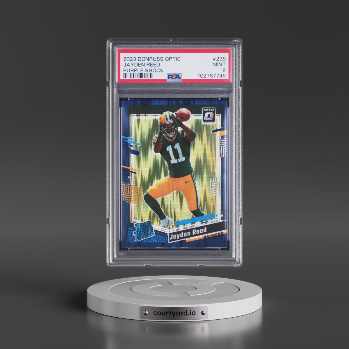 2023 Panini Donruss Optic Jayden Reed - Purple Shock #239 PSA 9