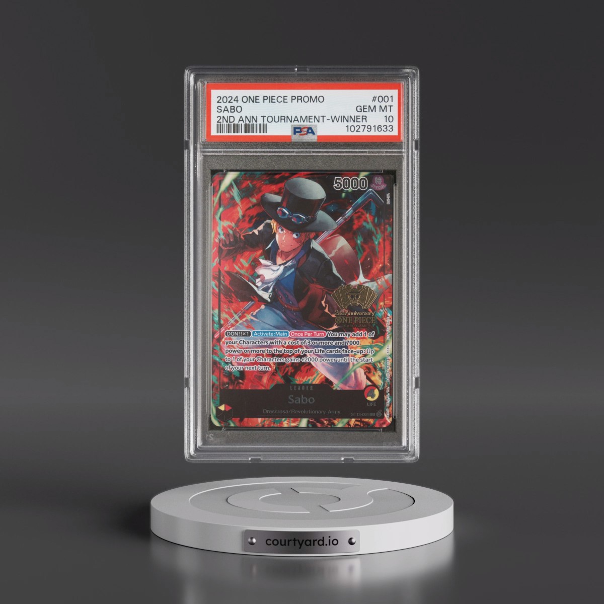2024 One Piece Promos #001 Sabo - 2nd Anniversary Tournament-Winner (PSA 10 GEM MINT)