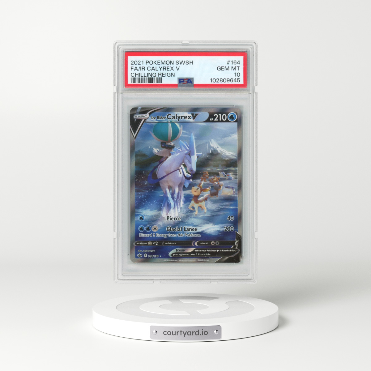 2021 Pokémon Sword & Shield Chilling Reign #164 Ice Rider Calyrex V - Holo Full Art (PSA 10 GEM MINT)