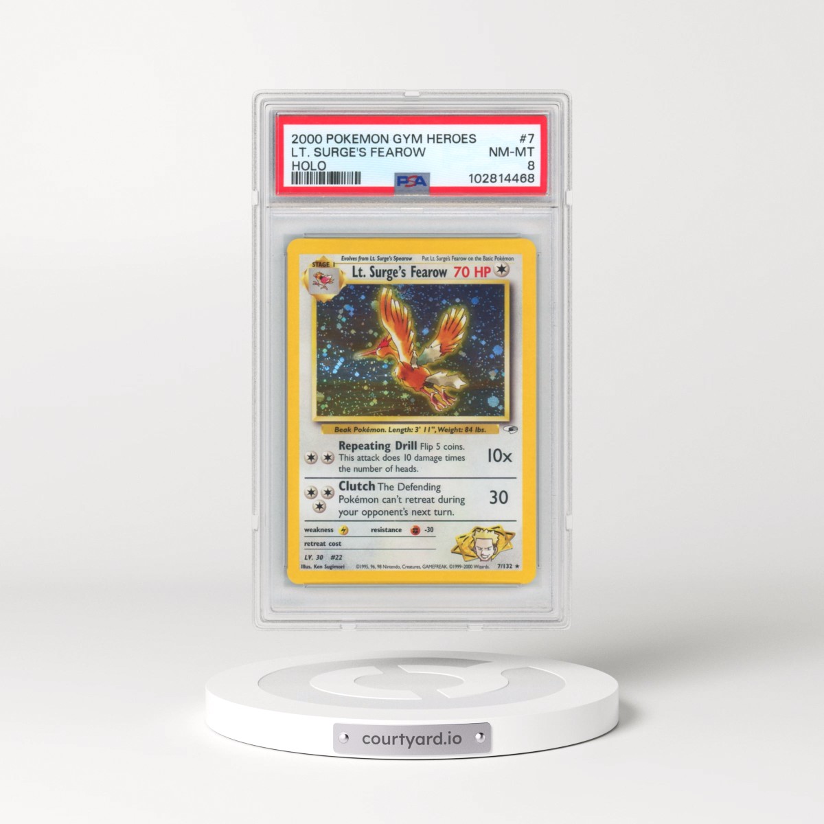 2000 Pokémon Gym Heroes #7 LT. Surge's Fearow - Holo (PSA 8 NM-MT)