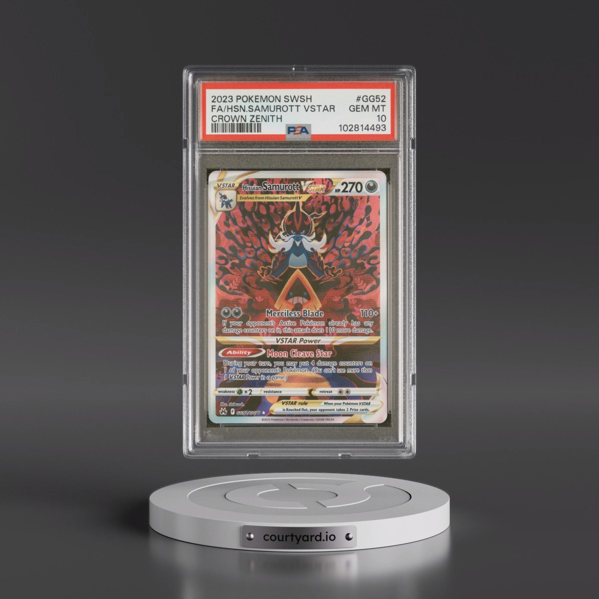 2023 Pokémon Sword and Shield Crown Zenith #GG52 Hisuian Samurott Vstar - Full Art (PSA 10 GEM MINT)