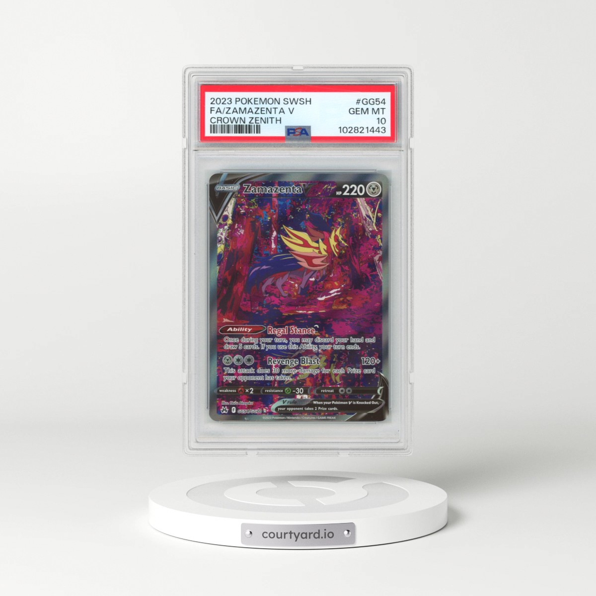 2023 Pokémon Sword and Shield Crown Zenith #GG54 Zamazenta V - Holo Full Art (PSA 10 GEM MINT)
