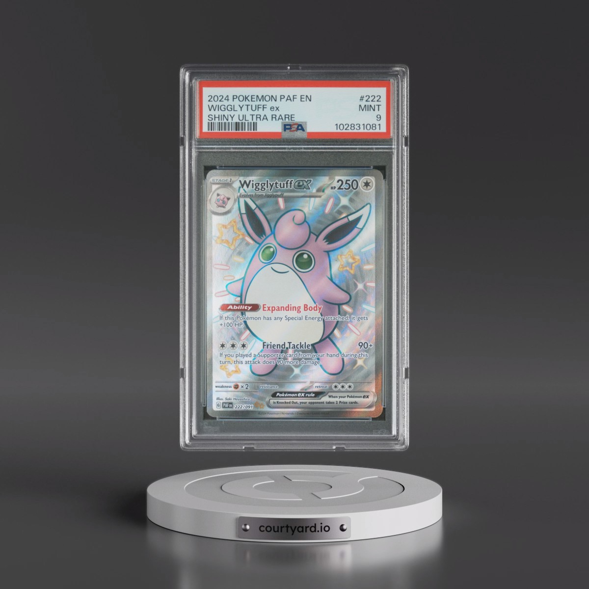 2024 Pokémon Paf EN-Paldean Fates #222 Wigglytuff EX - Holo Shiny Ultra Rare (PSA 9 MINT)
