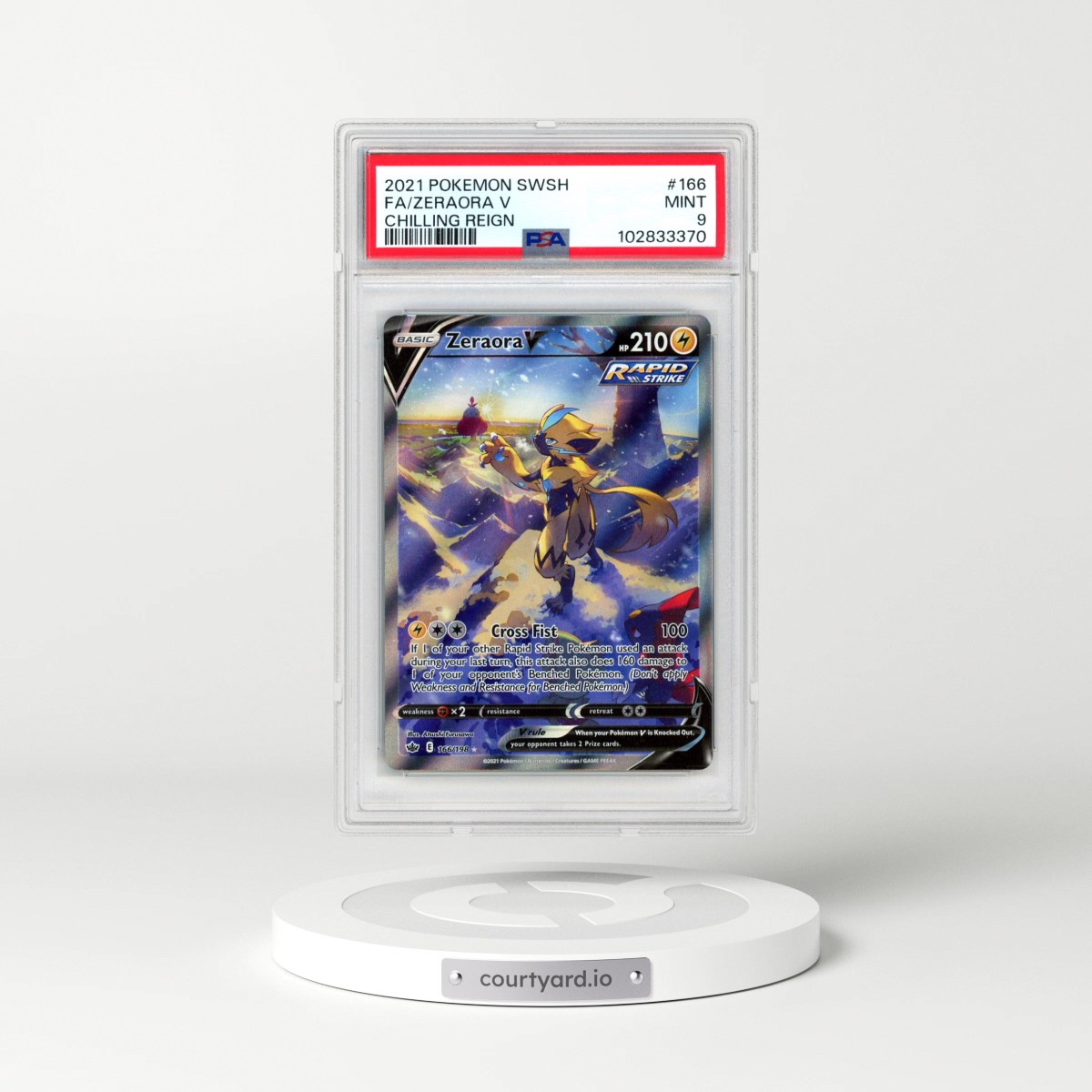 2021 Pokémon Sword & Shield Chilling Reign #166 Zeraora V - Holo Full Art (PSA 9 MINT)