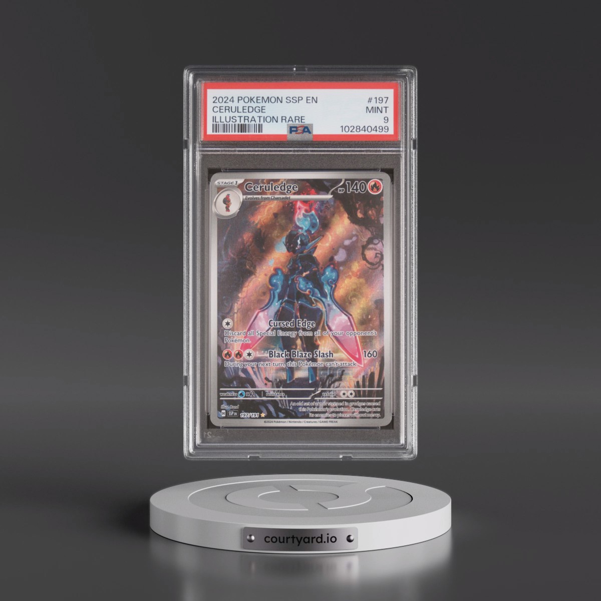 2024 Pokémon Ssp EN-Surging Sparks #197 Ceruledge - Illustration Rare (PSA 9 MINT)