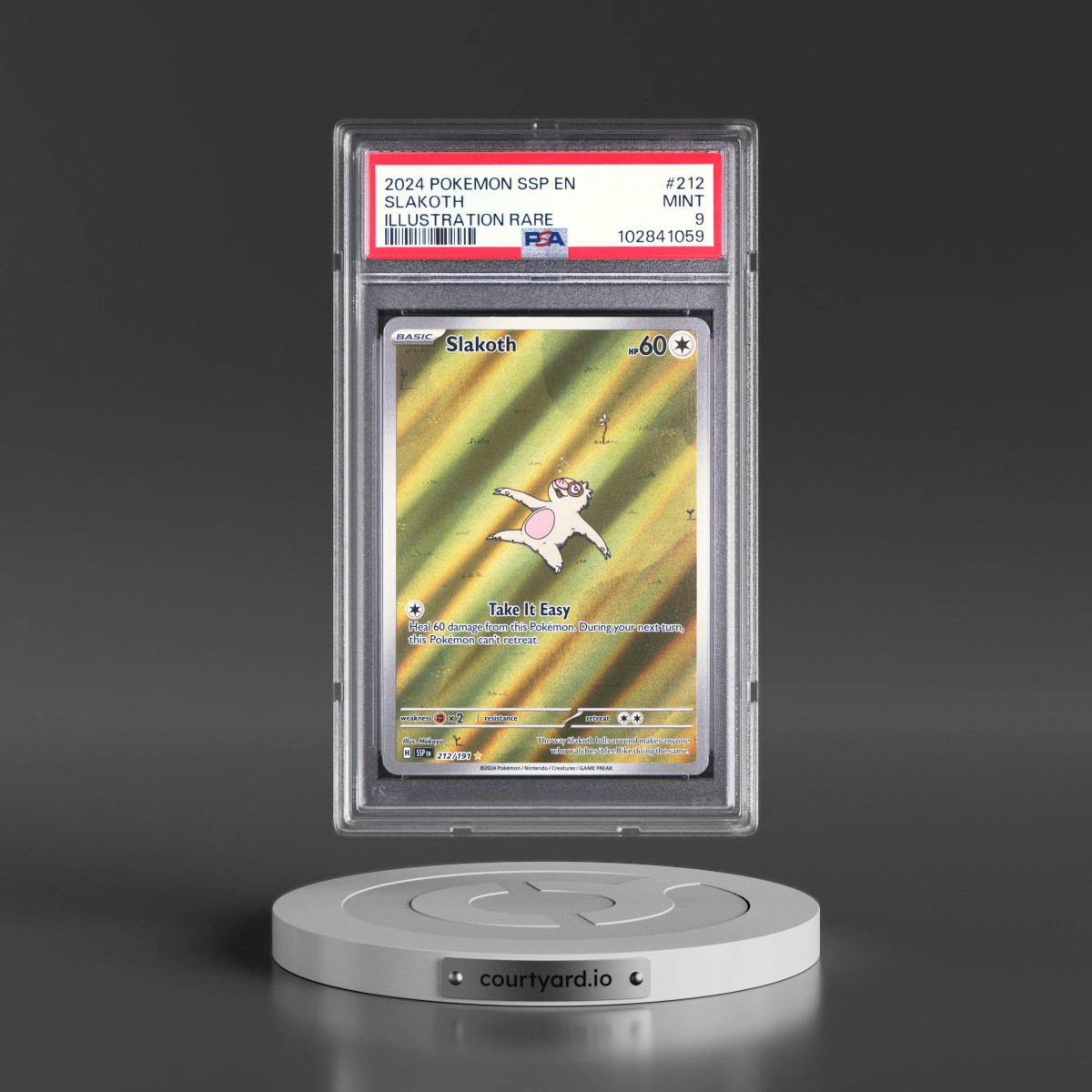 2024 Pokémon Ssp EN-Surging Sparks #212 Slakoth - Illustration Rare (PSA 9 MINT)