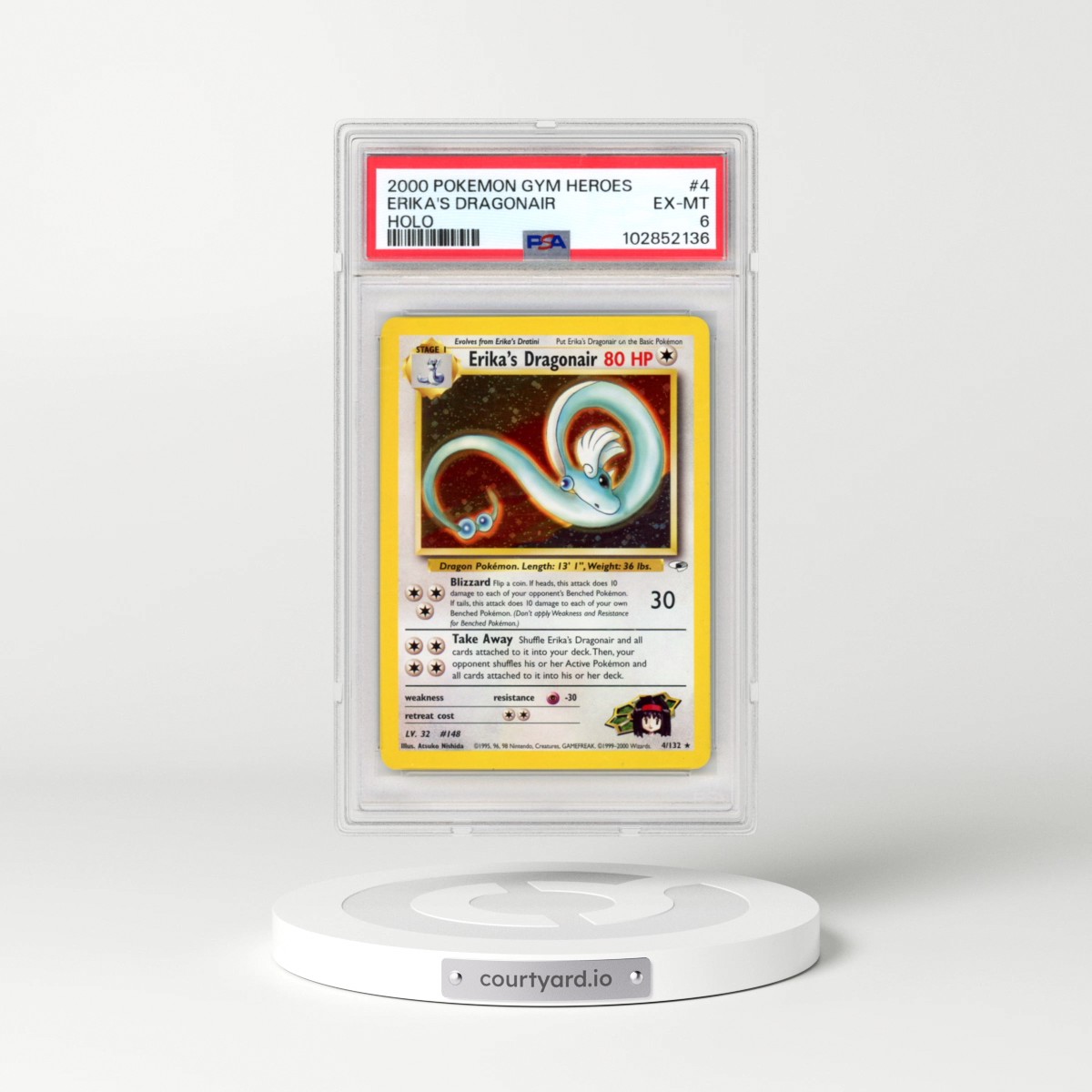2000 Pokémon Gym Heroes #4 Erika's Dragonair - Holo (PSA 6 EX-MT)