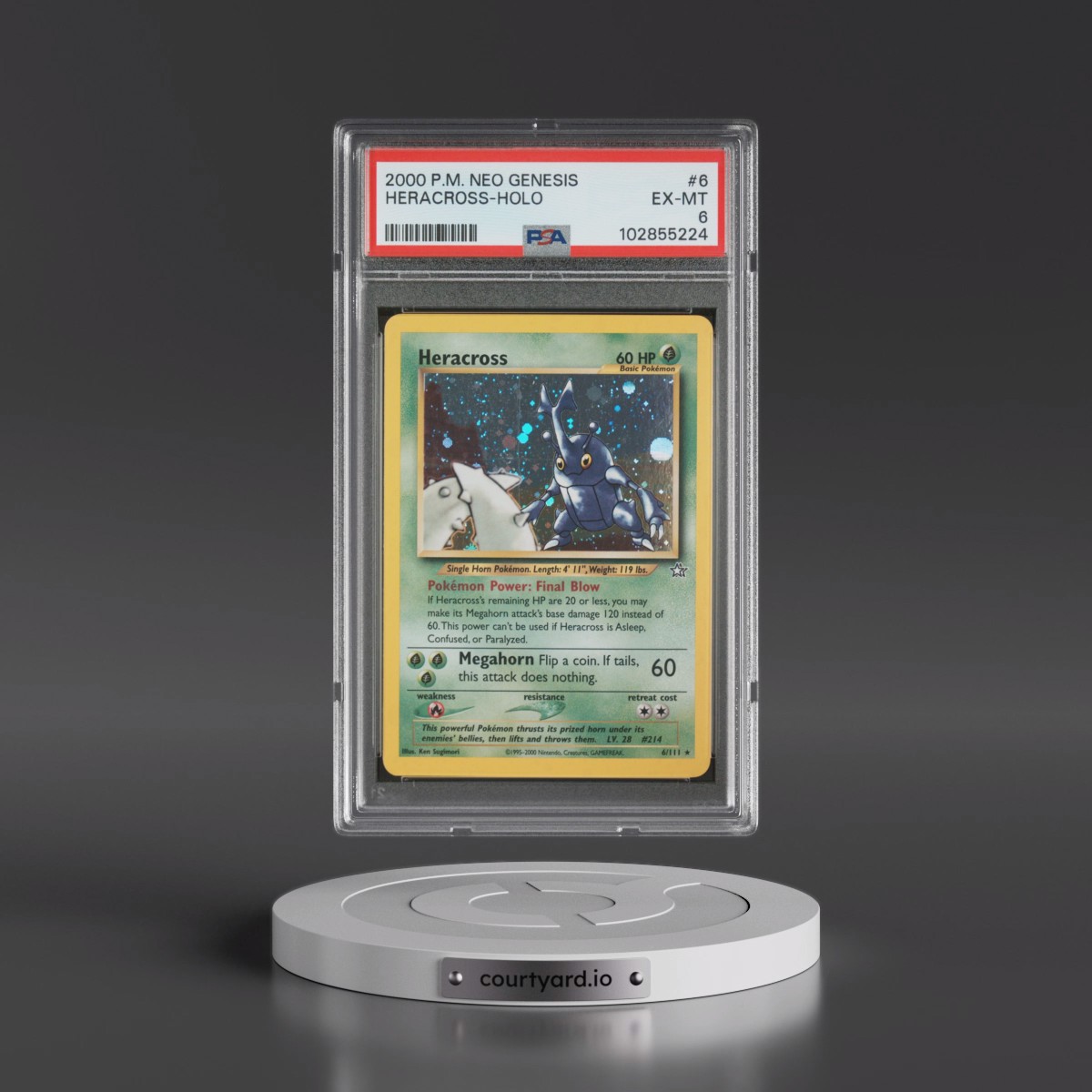 2000 Pokémon Neo Genesis #6 Heracross - Holo (PSA 6 EX-MT)