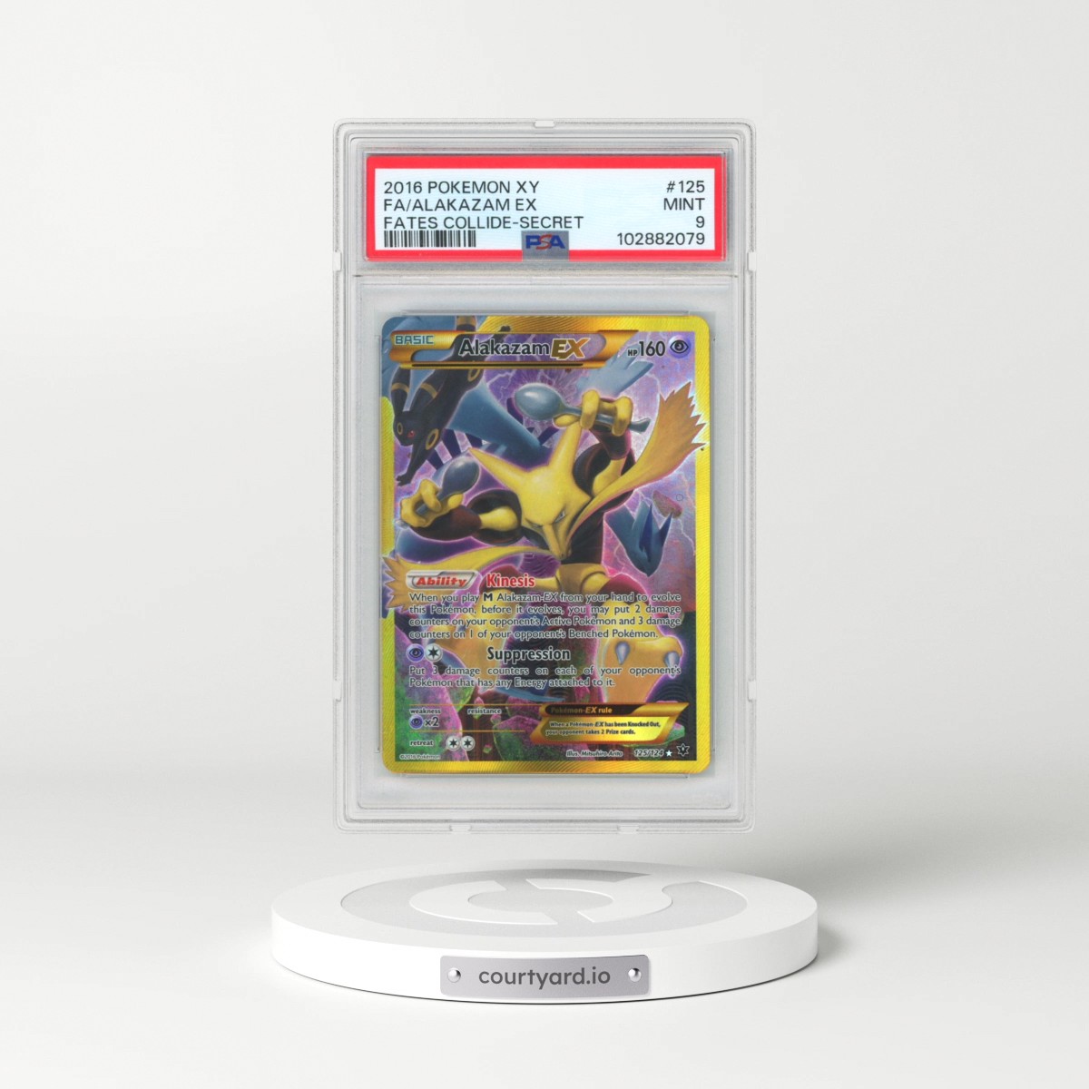 2016 Pokémon XY Fates Collide #125 Alakazam EX - Holo Full Art Secret (PSA 9 MINT)