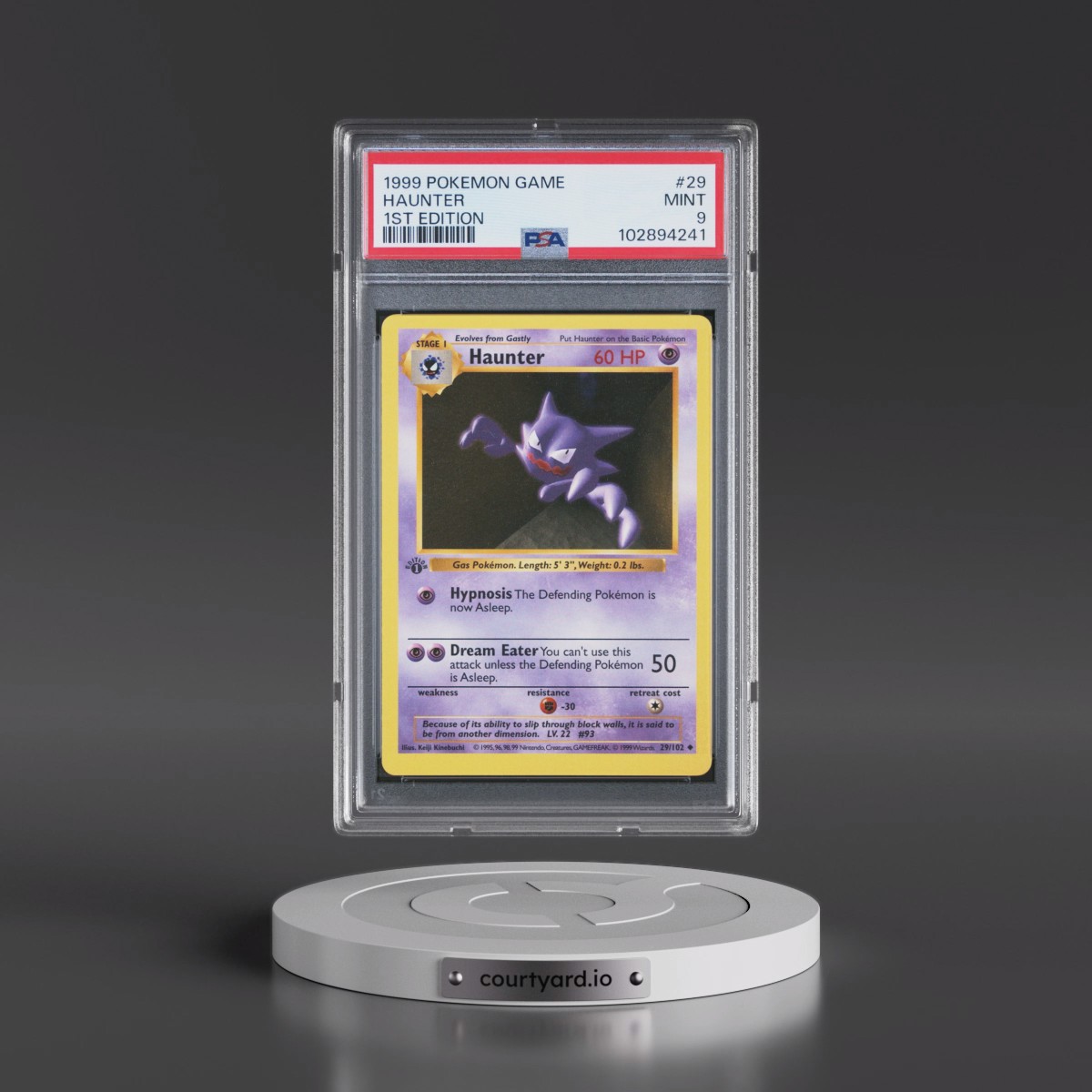 1999 Pokémon Game #29 Haunter - 1st Edition (PSA 9 MINT)