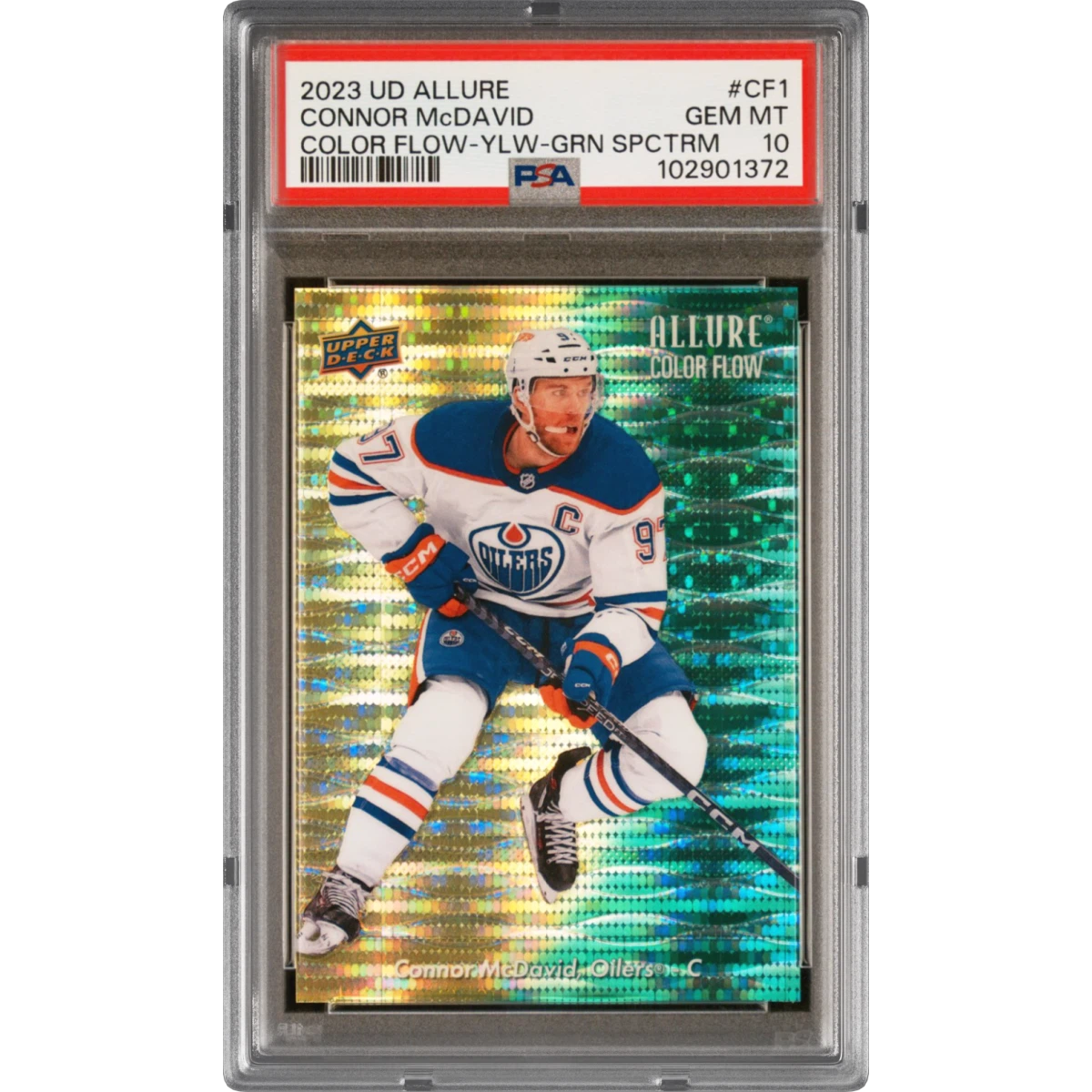 2023 Upper Deck Allure Color Flow #CF1 Connor McDavid - Yellow-Green Spectrum (PSA 10 GEM MINT)