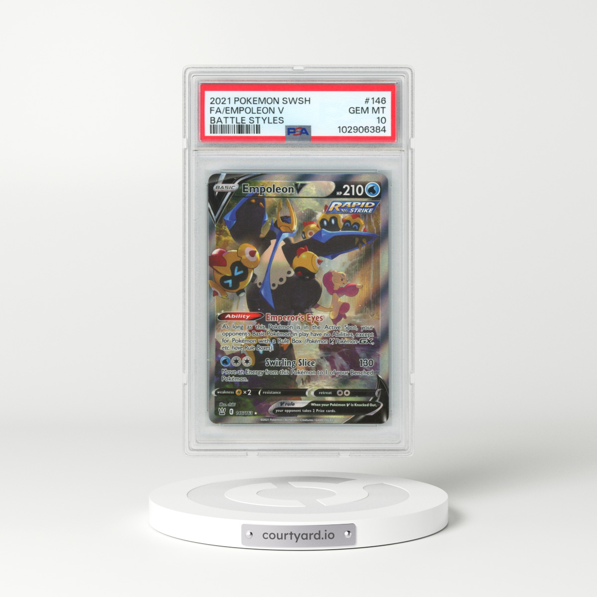 2021 Pokémon Sword & Shield Battle Styles #146 Empoleon V - Holo Full Art (PSA 10 GEM MINT)