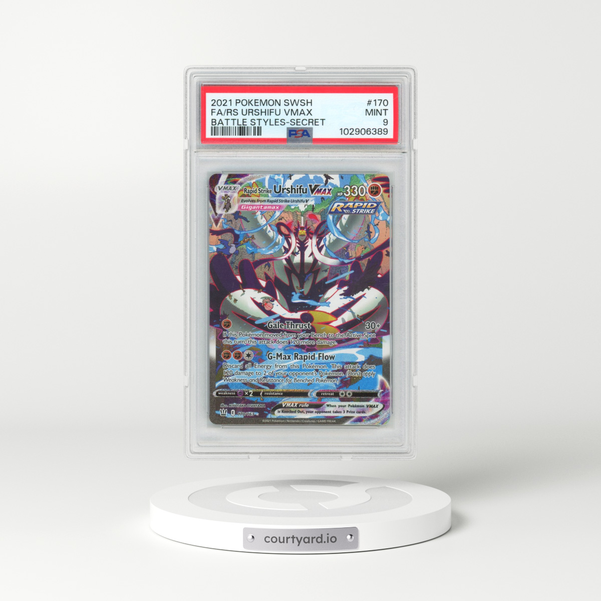 2021 Pokémon Sword & Shield Battle Styles #170 Rapid Strike Urshifu Vmax - Full Art Secret (PSA 9 MINT)