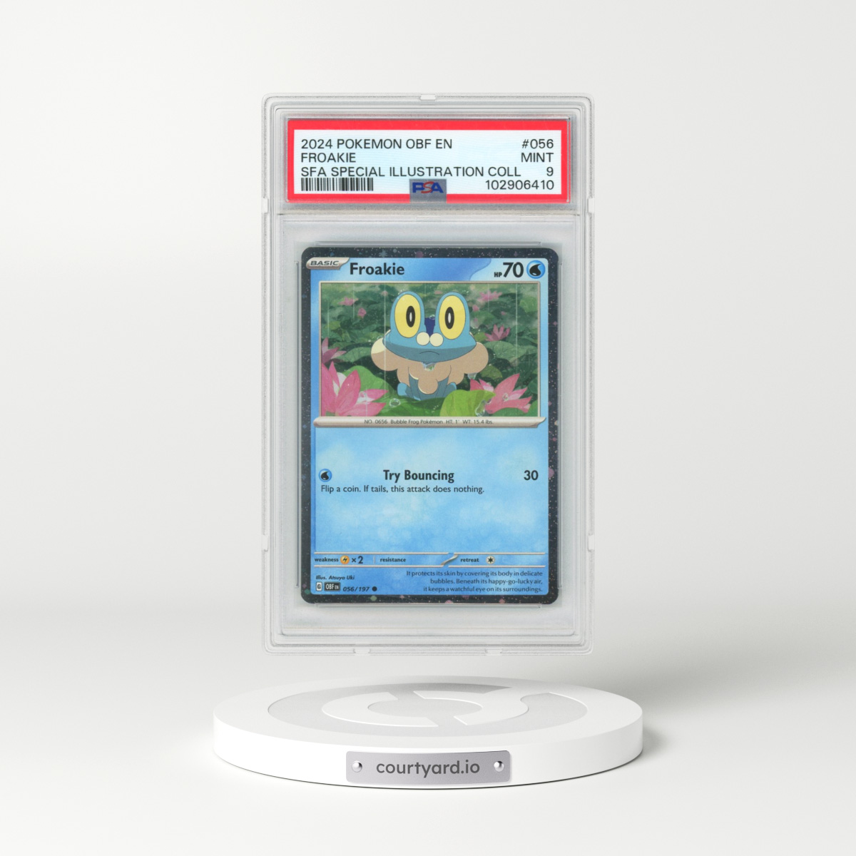 2024 Pokémon Obf EN-Obsidian Flames #056 Froakie - Shrouded Fable Special Illustration Collection (PSA 9 MINT)