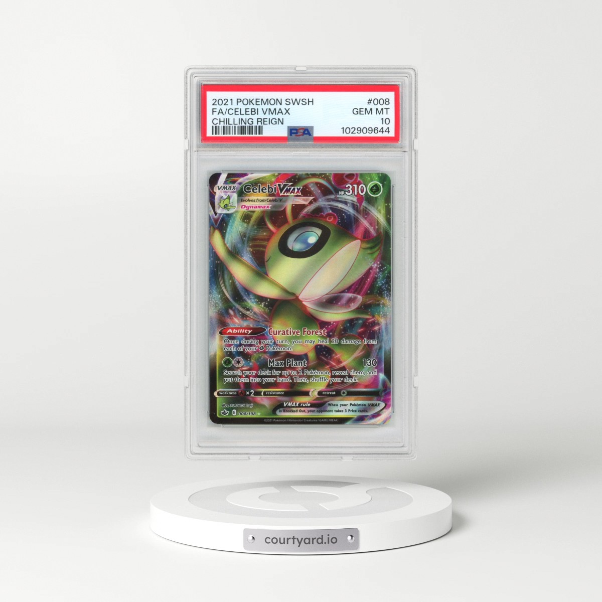 2021 Pokémon Sword & Shield Chilling Reign #008 Celebi Vmax - Full Art (PSA 10 GEM MINT)
