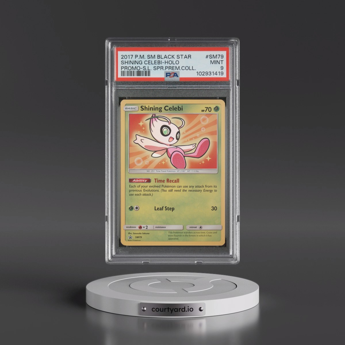 2017 Pokémon SM Black Star Promo #SM79 Shining Celebi - Holo Holo Shining Legends Super Premium Collection (PSA 9 MINT)