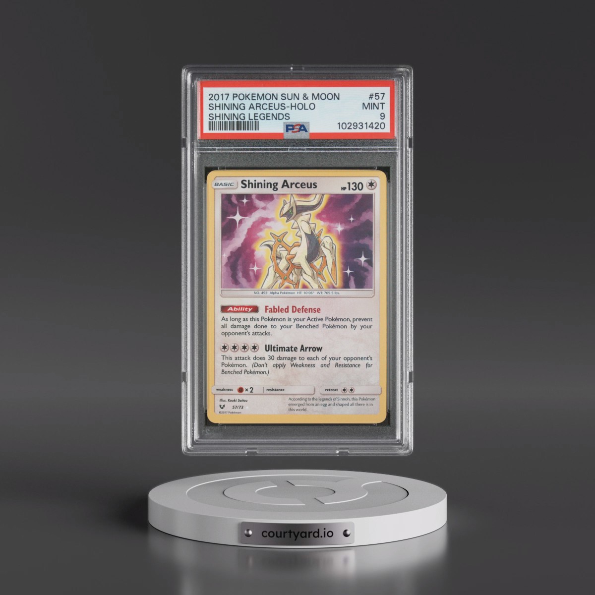 2017 Pokémon Sun & Moon Shining Legends #57 Shining Arceus - Holo Holo (PSA 9 MINT)