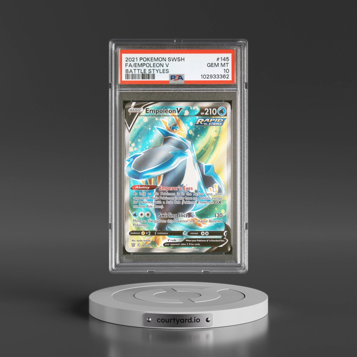 2021 Pokémon Sword & Shield Battle Styles #145 Empoleon V - Holo Full Art (PSA 10 GEM MINT)