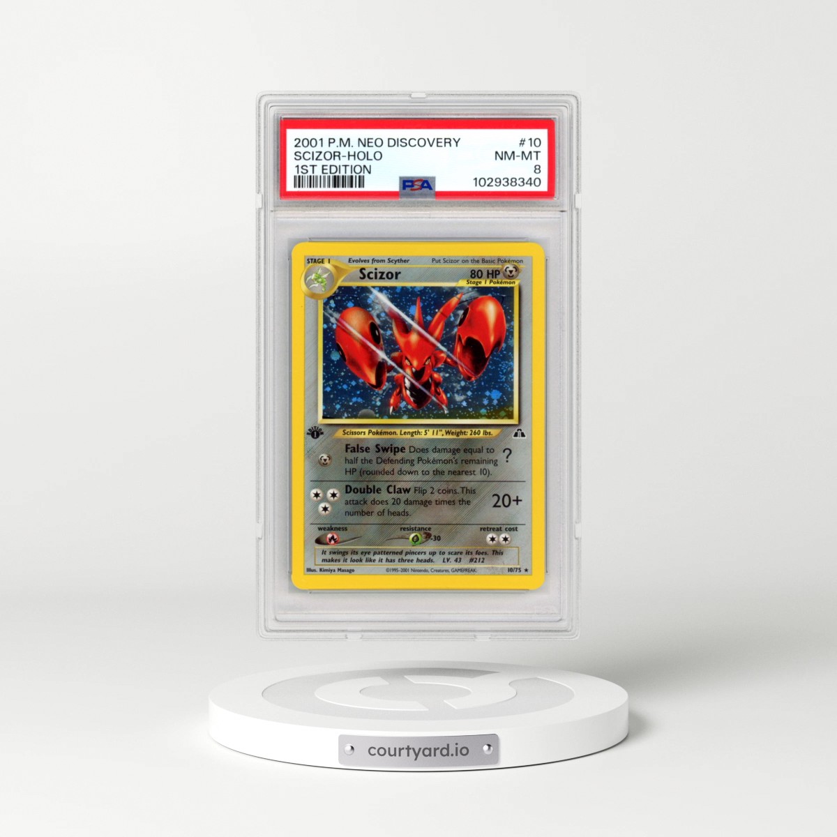 2001 Pokémon Neo Discovery #10 Scizor - 1st Edition Holo (PSA 8 NM-MT)