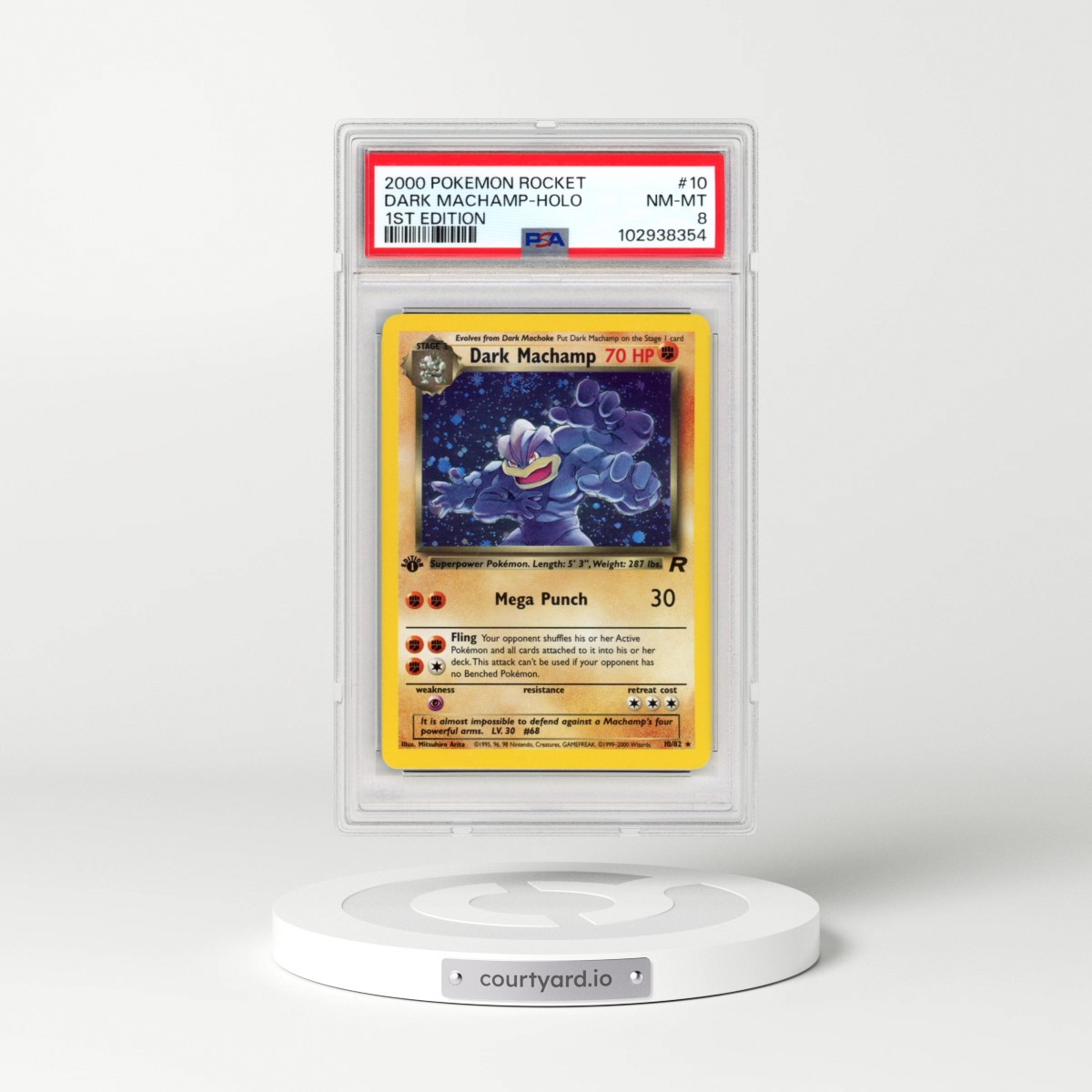 2000 Pokémon Rocket #10 Dark Machamp - 1st Edition Holo (PSA 8 NM-MT)