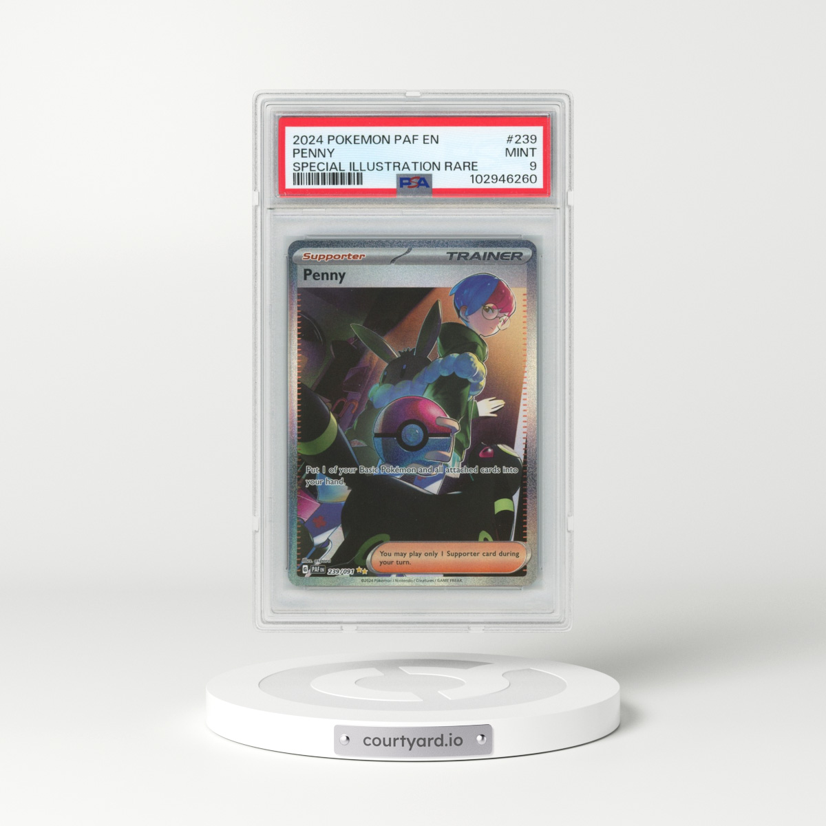 2024 Pokémon Paf EN-Paldean Fates #239 Penny - Special Illustration Rare (PSA 9 MINT)