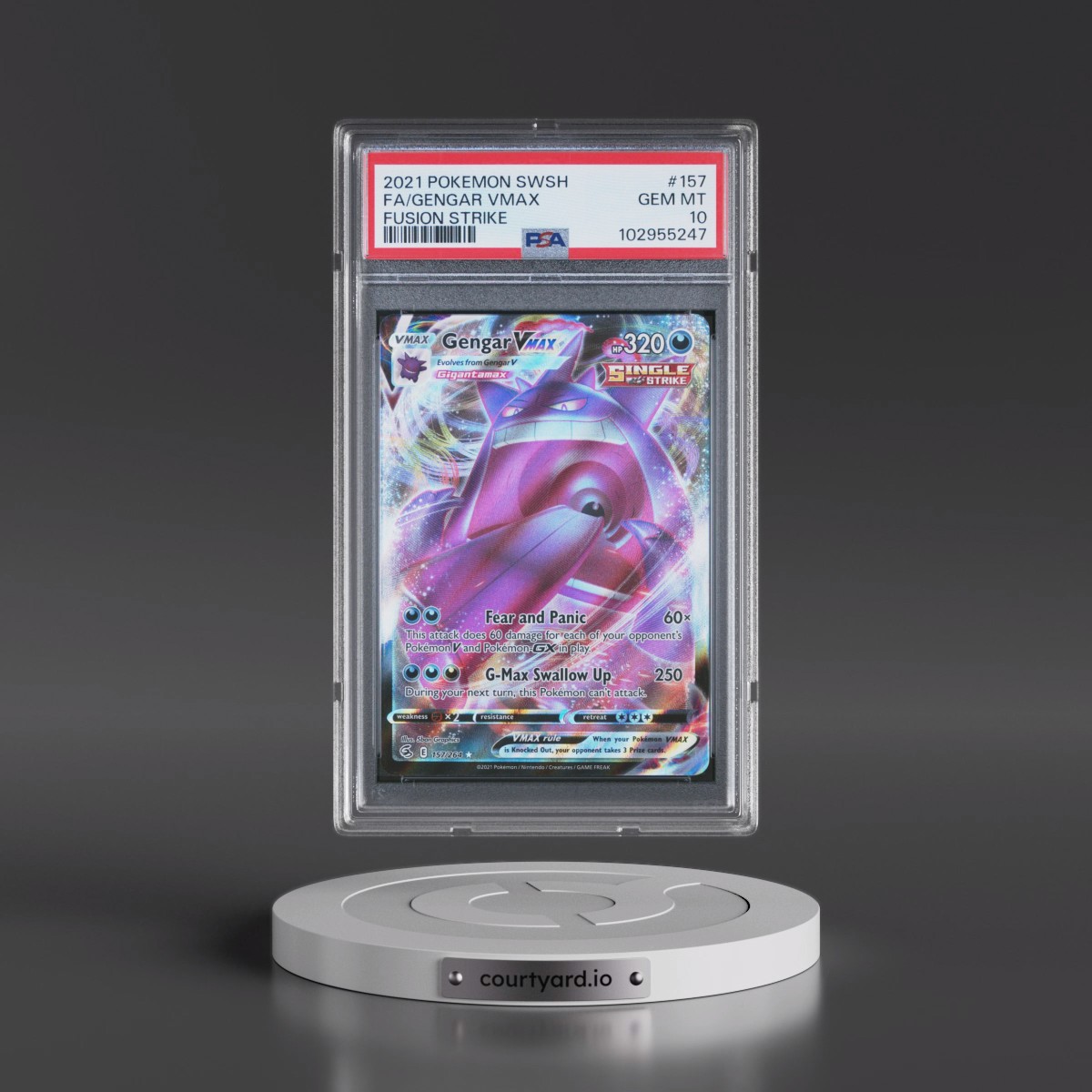 2021 Pokémon Sword & Shield Fusion Strike #157 Gengar Vmax - Full Art (PSA 10 GEM MINT)