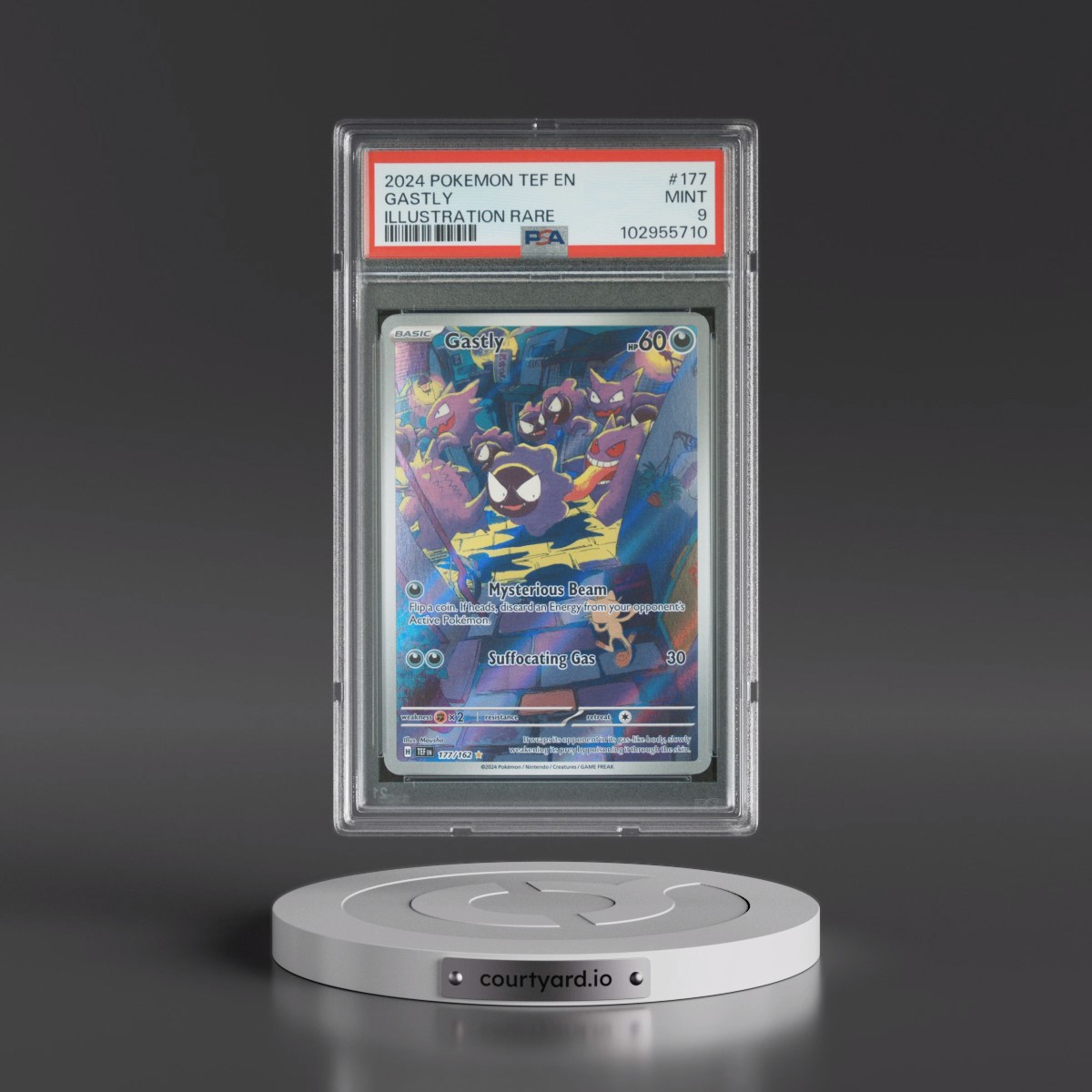 2024 Pokémon Tef EN-Temporal Forces #177 Gastly - Illustration Rare (PSA 9 MINT)