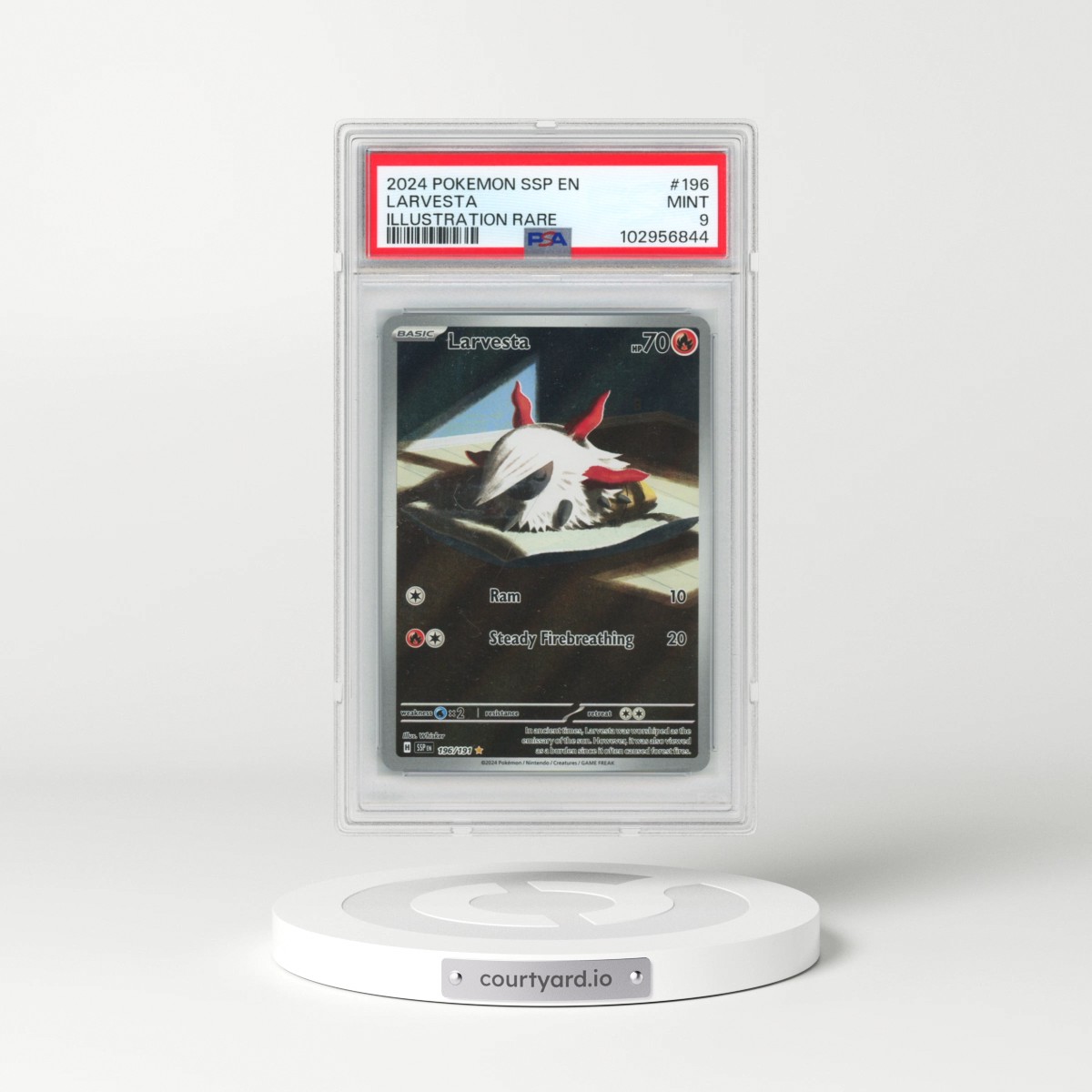 2024 Pokémon Ssp EN-Surging Sparks #196 Larvesta - Illustration Rare (PSA 9 MINT)