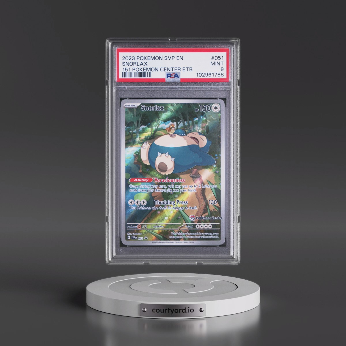 2023 Pokémon Svp EN-SV Black Star Promo Snorlax - 151 Pokemon Center Elite Trainer Box #051 PSA 9