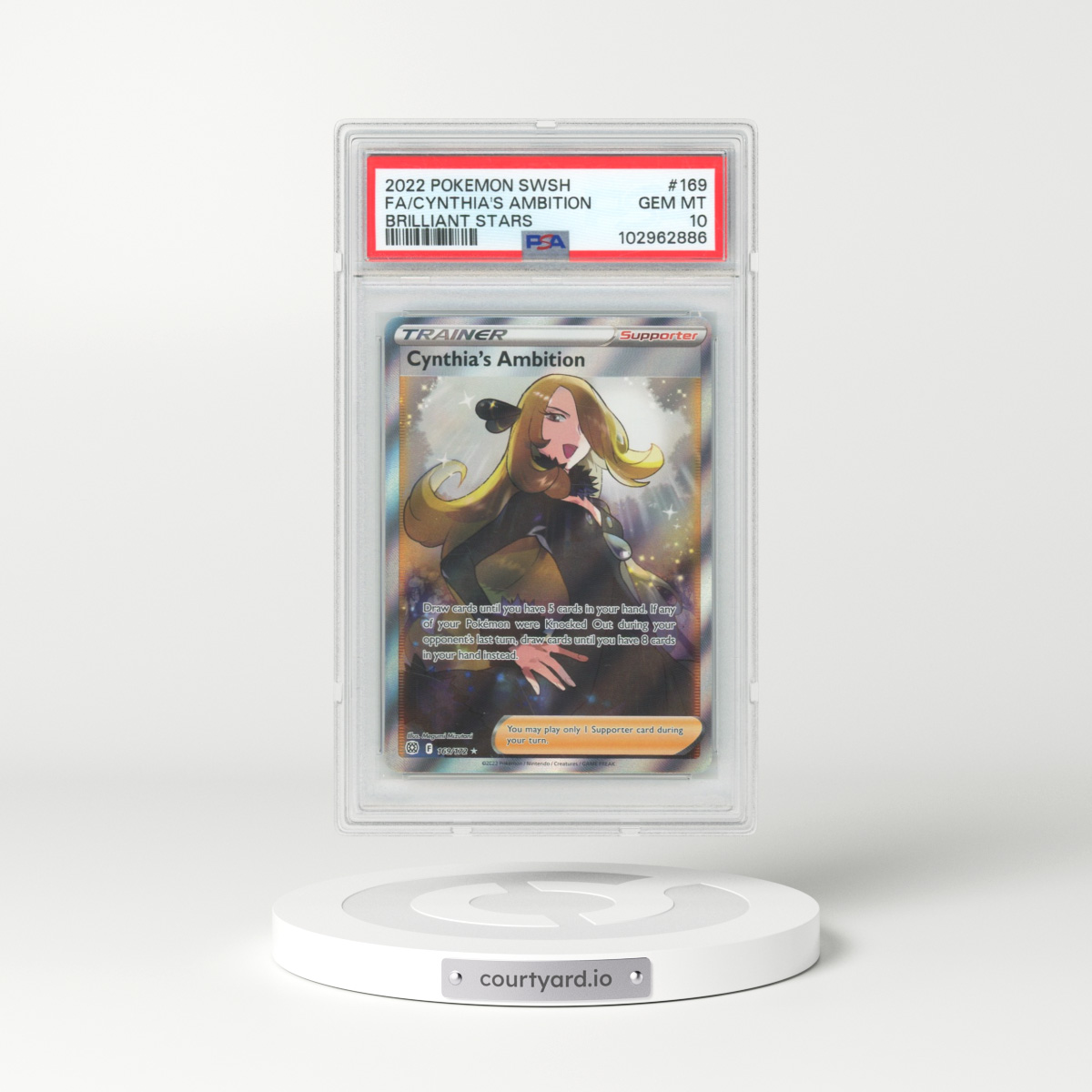 2022 Pokémon Sword & Shield Brilliant Stars #169 Cynthia's Ambition - Full Art (PSA 10 GEM MINT)
