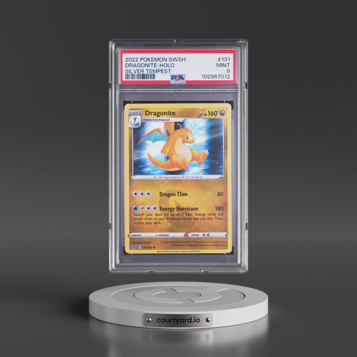 2022 Pokémon Sword & Shield Silver Tempest #131 Dragonite - Holo (PSA 9 MINT)