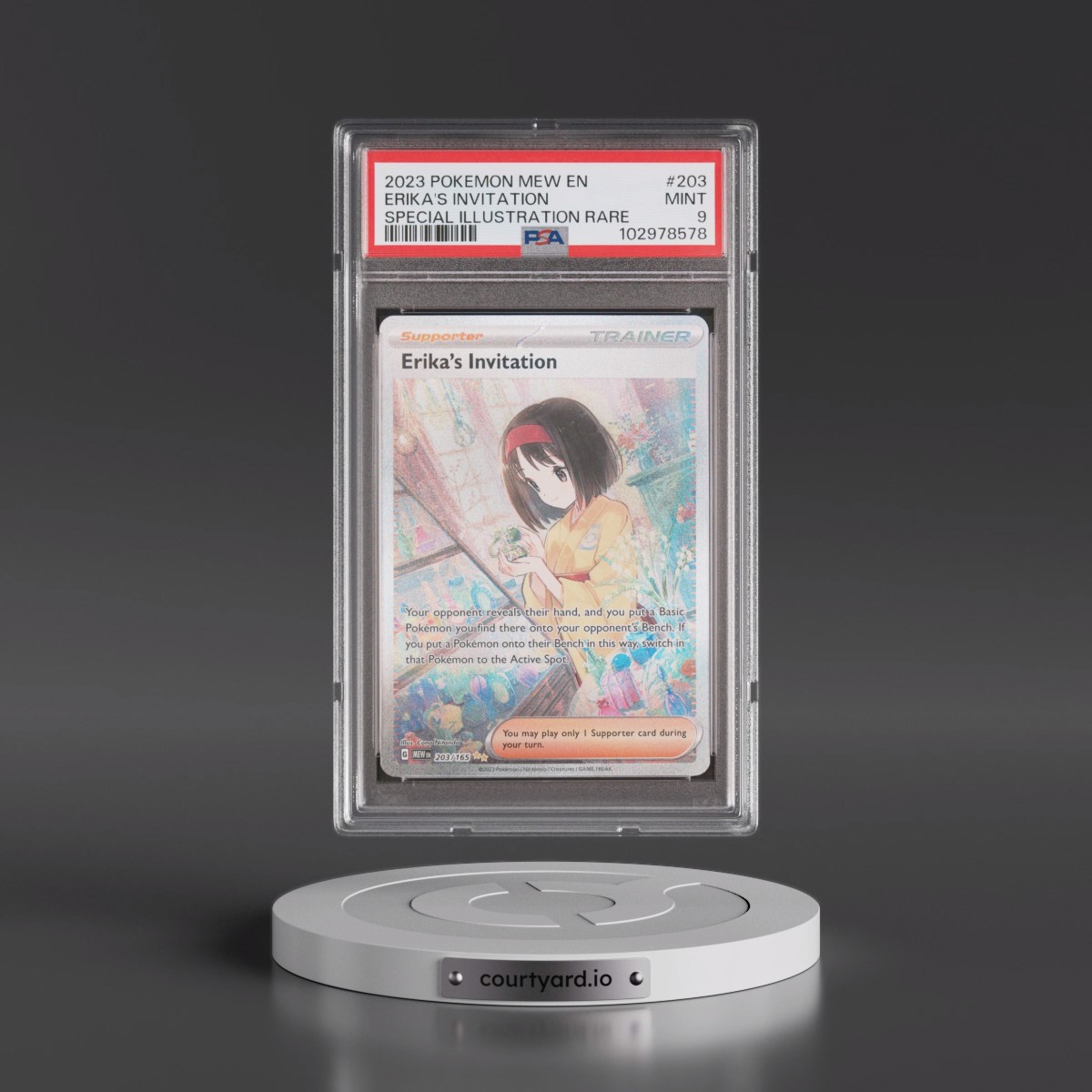 2023 Pokémon Mew EN-151 #203 Erika's Invitation - Special Illustration Rare (PSA 9 MINT)
