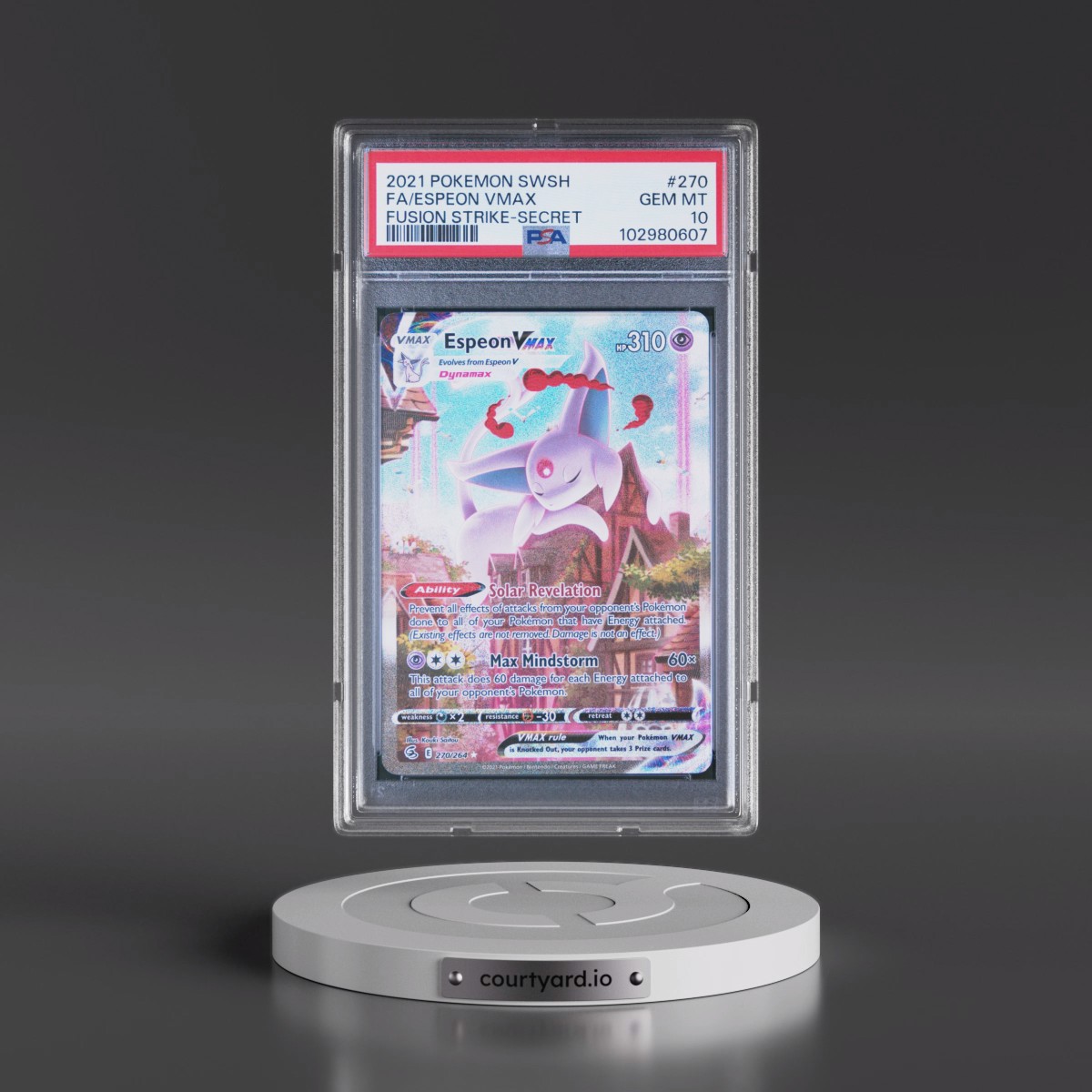 2021 Pokémon Sword & Shield Fusion Strike #270 Espeon Vmax - Full Art Secret (PSA 10 GEM MINT)