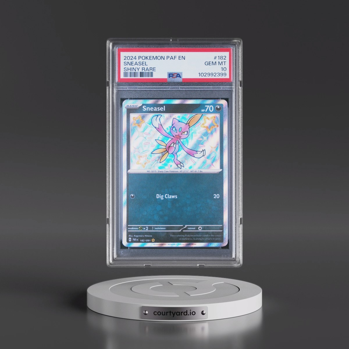 2024 Pokémon Paf EN-Paldean Fates #182 Sneasel - Shiny Rare (PSA 10 GEM MINT)