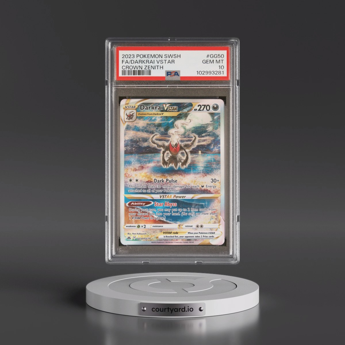 2023 Pokémon Sword and Shield Crown Zenith #GG50 Darkrai Vstar - Full Art (PSA 10 GEM MINT)