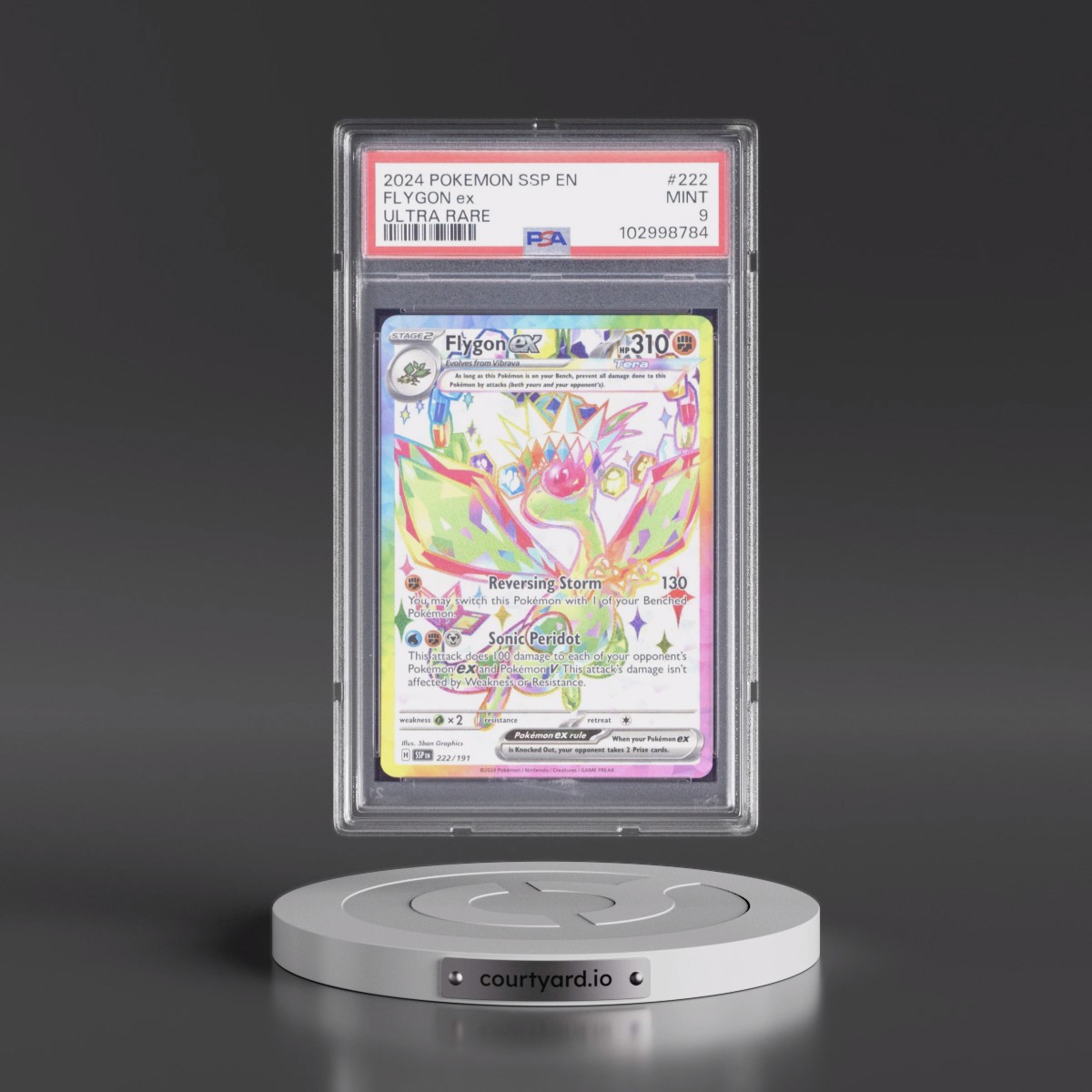 2024 Pokémon Ssp EN-Surging Sparks #222 Flygon EX - Holo Ultra Rare (PSA 9 MINT)