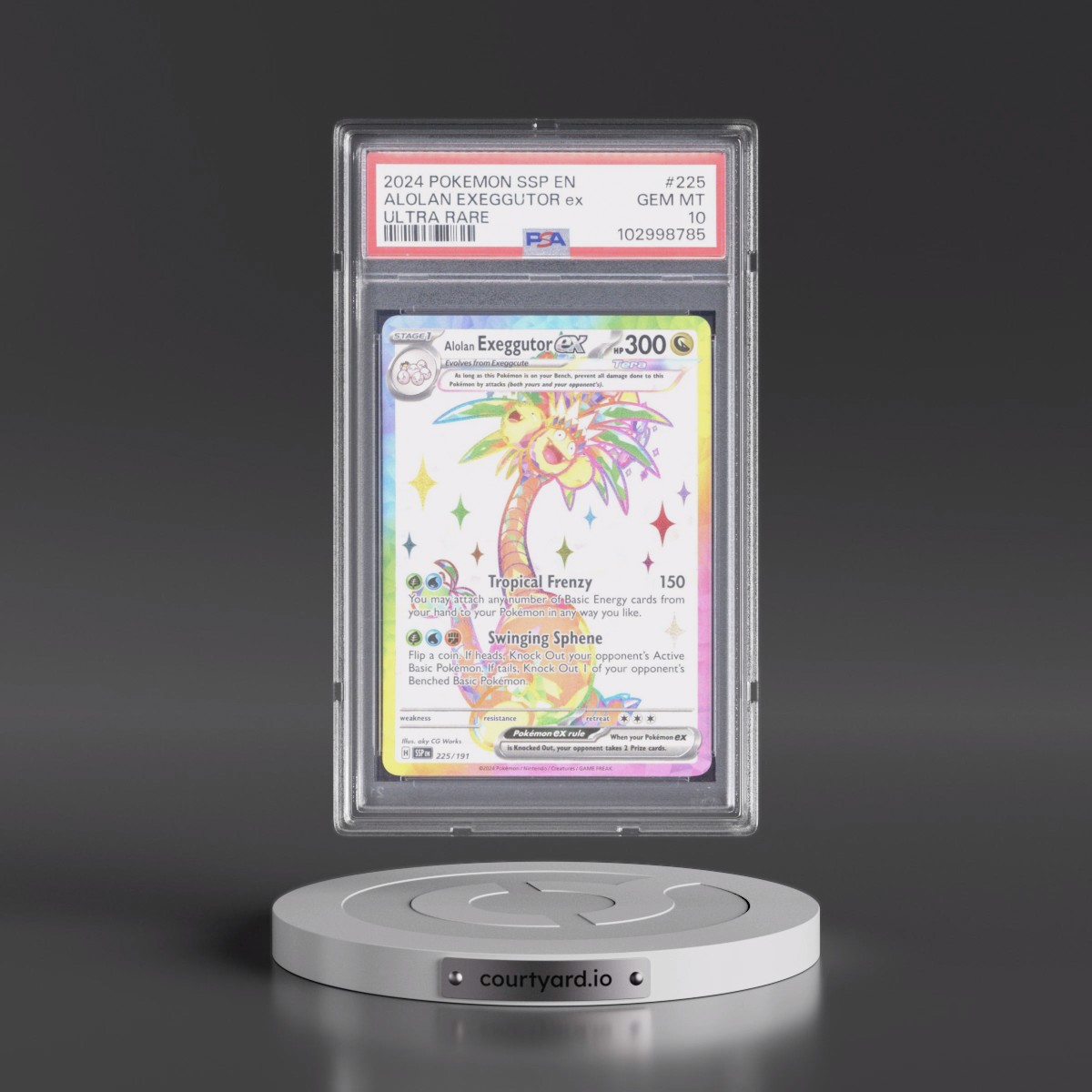 2024 Pokémon Ssp EN-Surging Sparks #225 Alolan Exeggutor EX - Holo Ultra Rare (PSA 10 GEM MINT)