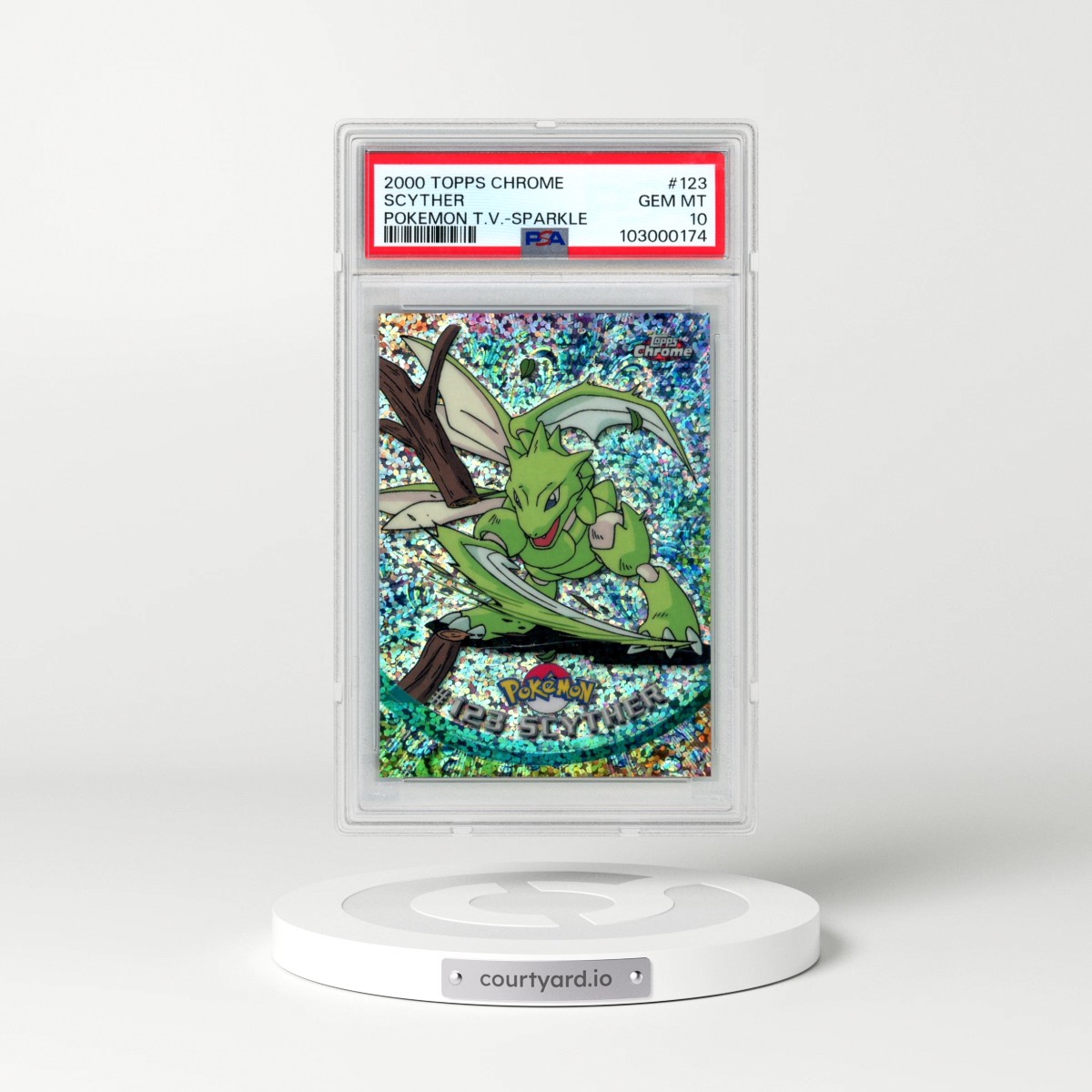 2000 Topps Chrome Pokémon T.V. #123 Scyther - Sparkle (PSA 10 GEM MINT)