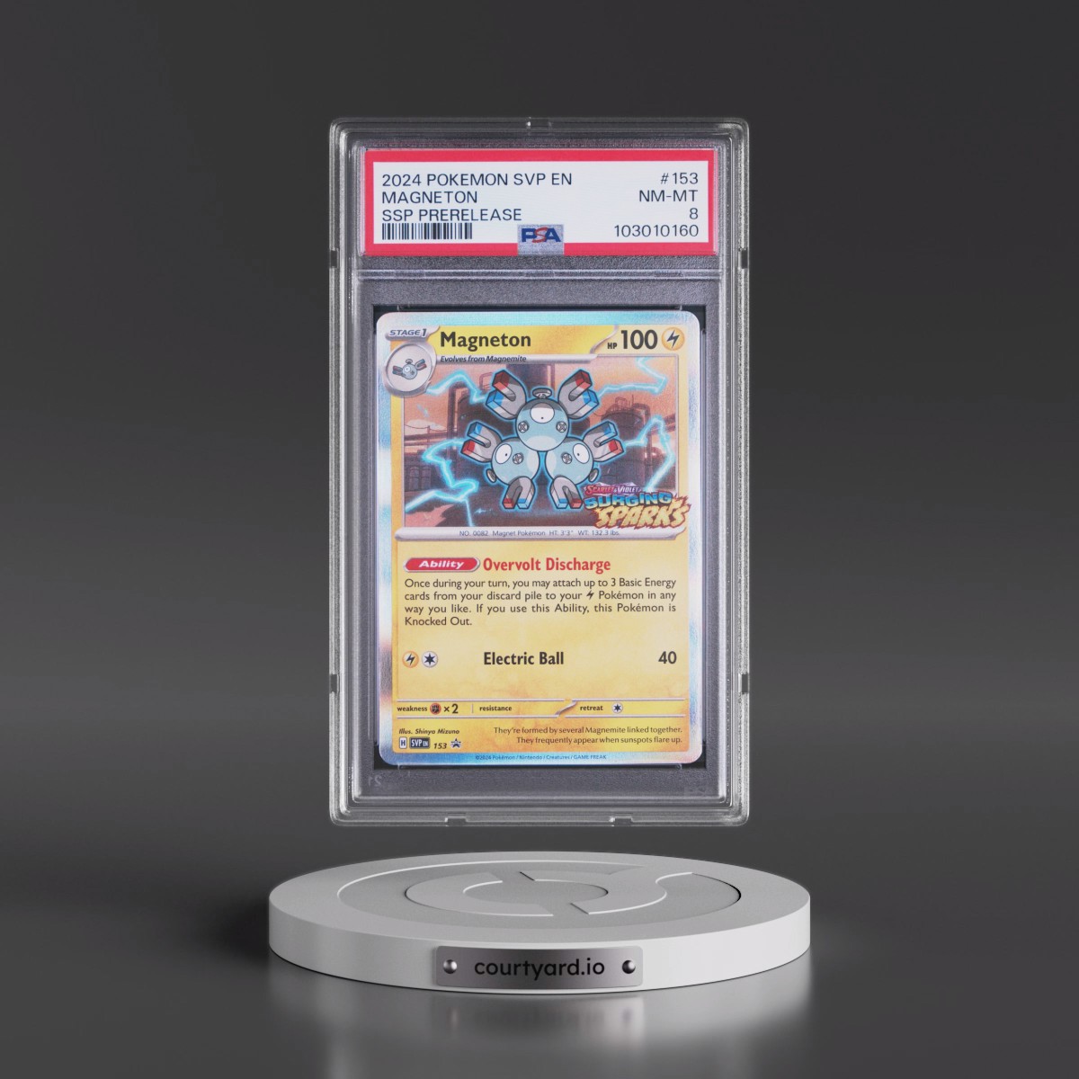 2024 Pokémon Svp EN-SV Black Star Promo #153 Magneton - Surging Sparks Prerelease (PSA 8 NM-MT)