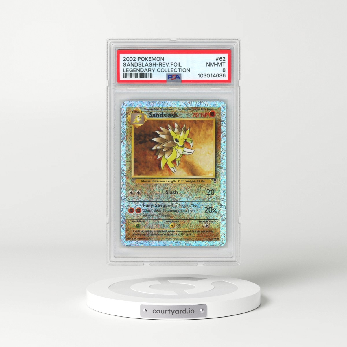 2002 Pokémon Legendary Collection #62 Sandslash - Reverse Foil (PSA 8 NM-MT)