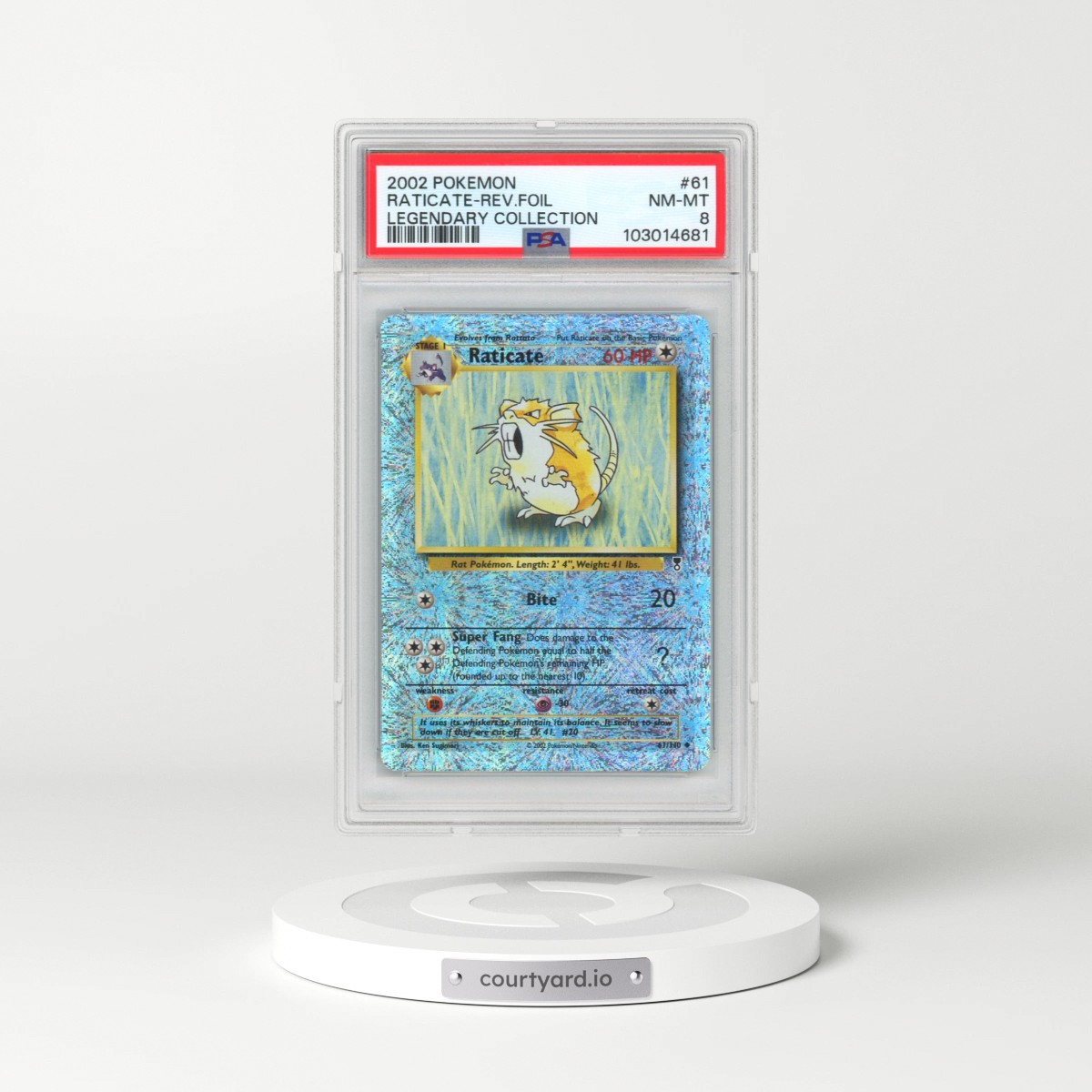 2002 Pokémon Legendary Collection #61 Raticate - Reverse Foil (PSA 8 NM-MT)