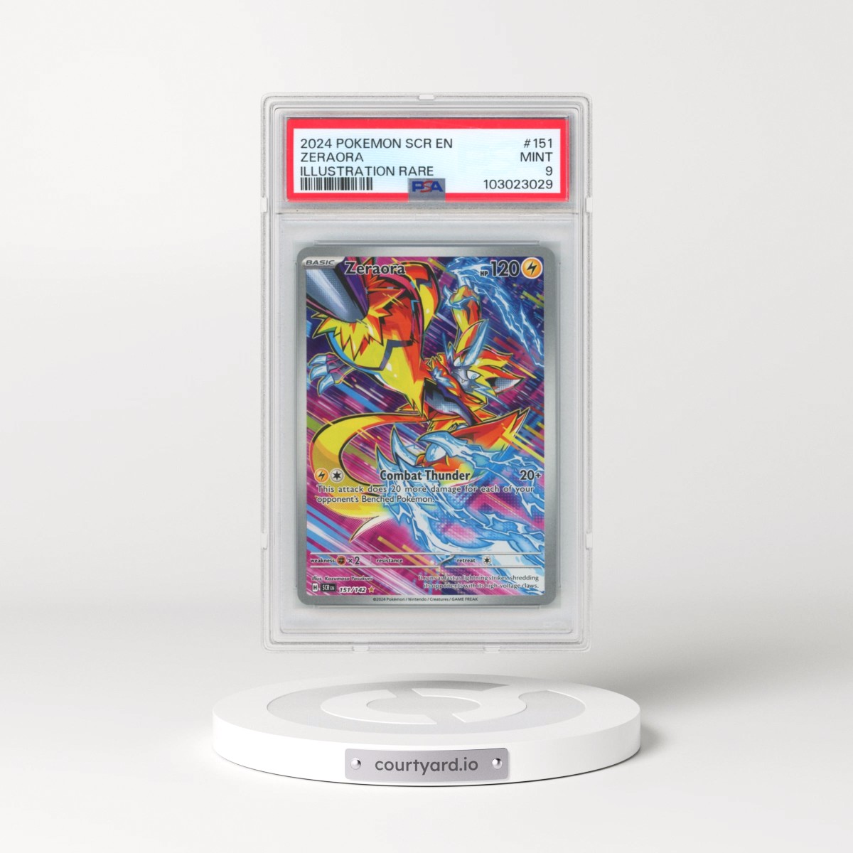 2024 Pokémon Scr EN-Stellar Crown #151 Zeraora - Illustration Rare (PSA 9 MINT)