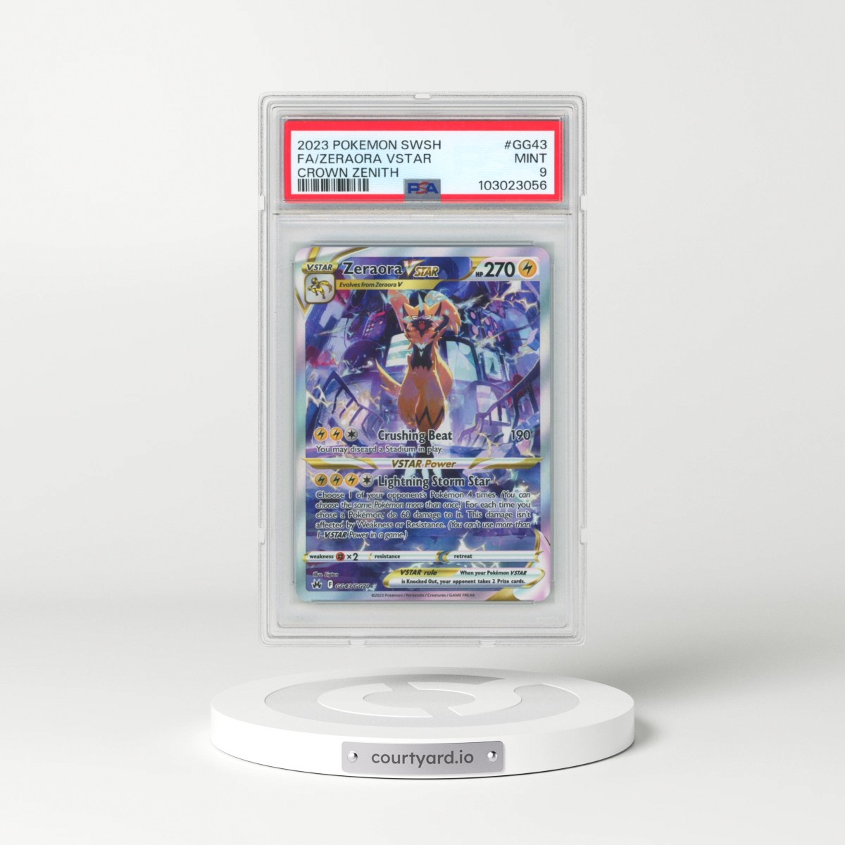 2023 Pokémon Sword and Shield Crown Zenith #GG43 Zeraora Vstar - Full Art (PSA 9 MINT)