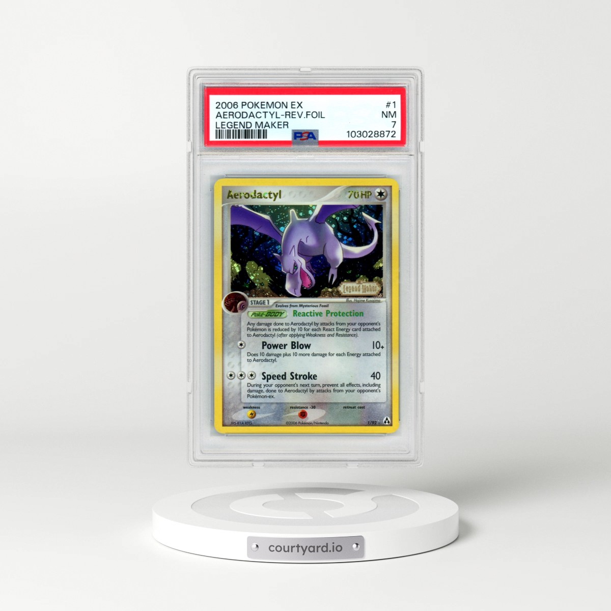 2006 Pokémon EX Legend Maker #1 Aerodactyl - Reverse Foil (PSA 7 NM)